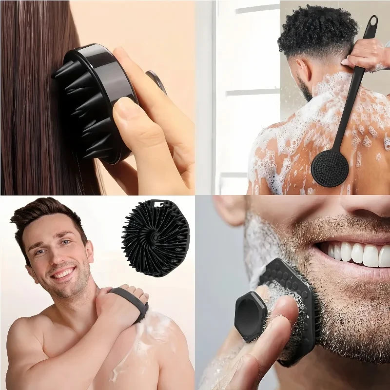 Long Handle Silicone Bath Brush Set