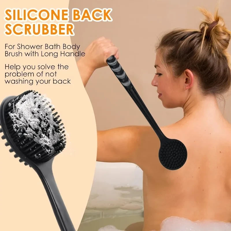 Long Handle Silicone Bath Brush Set